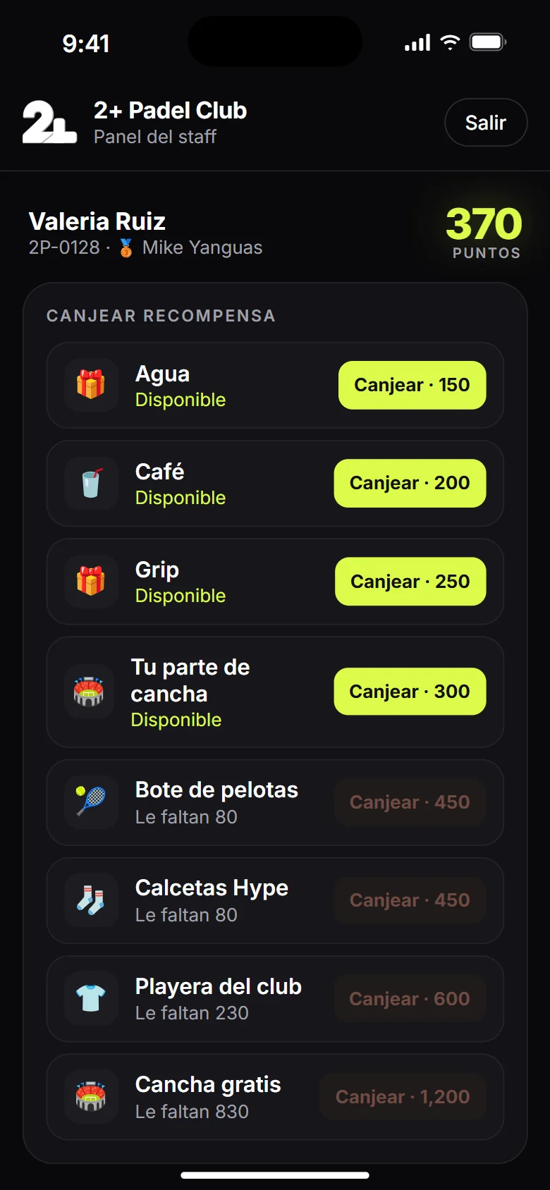 6. Recompensas listas para canjear